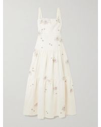 Agua Bendita - Lima Embellished Appliquéd Tiered Linen Maxi Dress - Lyst