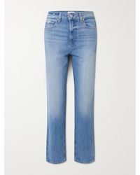 PAIGE - Net Sustain Noella Distressed High-Rise Straight-Leg Organic Jeans - Lyst