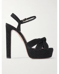 Aquazzura - Nina Plateau 130 Knotted Metallic Woven Platform Sandals - Lyst