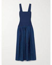 La Ligne - Midikleid Aus Stretch-Strick Und Einer Leinenmischung Mit Raffungen - Lyst