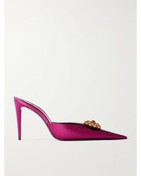 Saint Laurent - Cosmo 95 Embellished Satin- Mules - Lyst