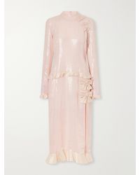Alessandra Rich - Sequin-Embellished Silk-Georgette Midi Dress - Lyst