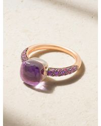 Pomellato - Nudo Classic Rhodium-Plated 18-Karat Rose And Multi-Stone Ring - Lyst