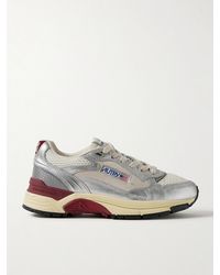 Autry - Hyperway Low Mesh And Suede-Trimmed Metallic Leather Sneakers - Lyst