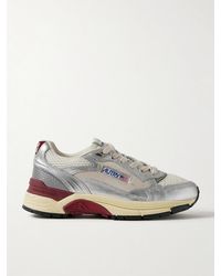 Autry - Hyperway Low Sneakers Aus Metallic-Leder Mit Besätzen Aus Mesh Und Veloursleder - Lyst