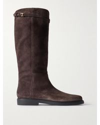 Tod's - Kniehohe Stiefel Aus Veloursleder Mit Verzierung - Lyst