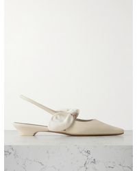Neous - Uba Bow-Embellished Faille And Leather Slingback Flats - Lyst