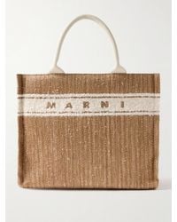 Marni - Sac À Main En Raphia À Finitions En Coton Mélangé Basket Small - Lyst