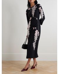 BERNADETTE Minnie Cape-Effect Crepe De Chine Gown in Brown | Lyst