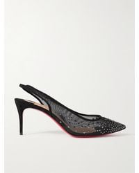 Christian Louboutin - Follies 70 Slingback-Pumps Aus Mesh Mit Kristallen Und Velourslederbesatz - Lyst