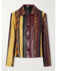 Proenza Schouler - Striped Suede-Trimmed Snake-Effect Leather Jacket - Lyst