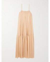 Chloé - Ruched Tiered Silk Maxi Dress - Lyst