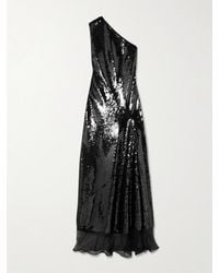 Stella McCartney - One-Shoulder Chiffon-Trimmed Sequined Tulle Gown - Lyst