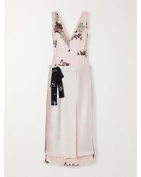 Erdem - Embellished Floral-Print Pleated Satin And Cady Midi Dress - Lyst
