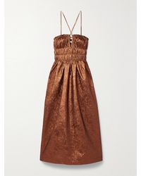 Ulla Johnson - Seraphina Shirred Crinkled-Taffeta Midi Dress - Lyst