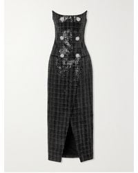 Balmain - Strapless Embellished Sequined Metallic Tweed Gown - Lyst