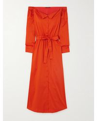 Altuzarra - Robe Midi Épaules Nues En Popeline De Coton À Ceinture Zora - Lyst