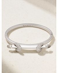 ANANYA - Bracelet Jonc En Or Blanc 18 Carats (750/1000) Diamants Et Quartz Chakra Icon - Lyst