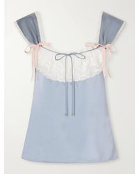 Chloé - Bow-Detailed Lace-Trimmed Silk-Satin Cami - Lyst