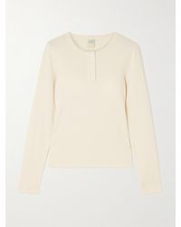 Flore Flore - Jess Ribbed Organic Cotton-Jersey Henley Top - Lyst
