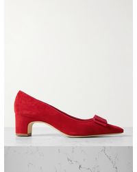 Manolo Blahnik - Reador 50 Pumps Aus Veloursleder Mit Schleife - Lyst