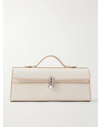 SAVETTE - Slim Symmetry Canvas Leather-Trimmed Clutch - Lyst