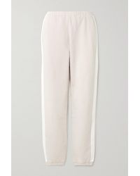 STAUD Cambrie Striped Cotton-jersey Track Trousers - Grey