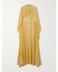 Erdem - Cape-Effect Crystal-Embellished Sequined Crepe De Chine Gown - Lyst
