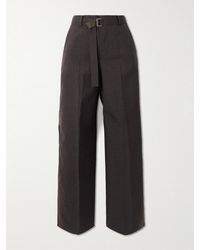 Sacai - Belted Paisley-Print Shell-Trimmed Wool Wide-Leg Pants - Lyst