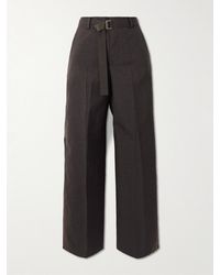 Sacai - Hose Mit Weitem Bein Aus Wolle Mit Shell-Besatz, Paisley-Print Und Gürtel - Lyst