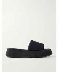 Gucci - Gg Supreme-Jacquard Leather-Trimmed Canvas Platform Slides - Lyst