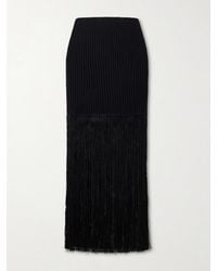 Alaïa - Ribbed Fringed Jersey Midi Skirt - Lyst