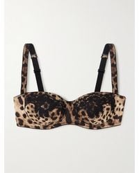 Dolce & Gabbana - Balconette-Bh Aus Satin Aus Einer Seidenmischung Mit Leopardenprint Und Spitzenbesätzen - Lyst