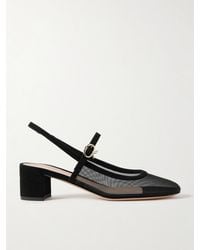 Gianvito Rossi - Francoise Slingback-Pumps Aus Mesh Mit Velourslederbesätzen - Lyst