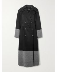 JOSEPH - Merton Belted Double-Breasted Two-Tone Wool Coat - Lyst