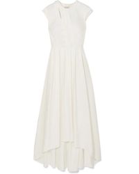 Zeus+Dione Ariana Asymmetric Pleated Twill Maxi Dress - White