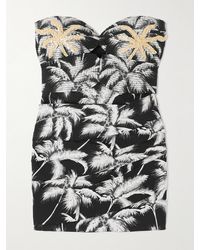 Johanna Ortiz - Sombra Tropical Trägerloses Minikleid Aus Einer Bedruckten Baumwollmischung Mit Verzierungen - Lyst