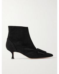 Manolo Blahnik - Bottines En Daim À Boucles Baylow 50 - Lyst