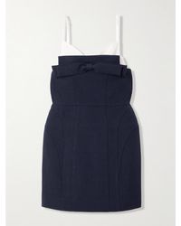 ShuShu/Tong - Bow-Embellished Paneled Wool And Silk-Blend Twill Mini Dress - Lyst