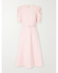Carolina Herrera - Belted Crepe Midi Dress - Lyst