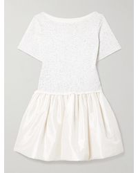 Jonathan Simkhai - Kenz Sequin-Embellished Stretch-Knit And Gathered Taffeta Mini Dress - Lyst