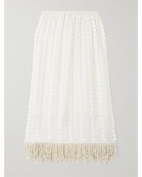 DIOTIMA - Coverley Embellished Fringed Silk-Satin Midi Skirt - Lyst