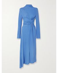 Victoria Beckham - Asymmetric Twist-Front Jersey Midi Dress - Lyst