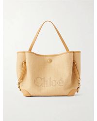 Chloé - Clover Leather-Trimmed Raffia-Effect Tote - Lyst