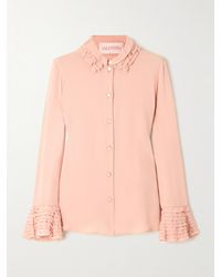 Valentino Garavani - Bluse Aus Seiden-Georgette Mit Volants - Lyst