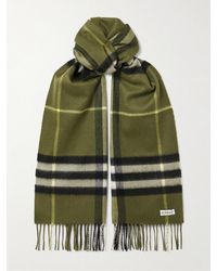 Burberry - Fringed Checked Cashmere Scarf - Lyst