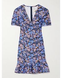 Kika Vargas - Zeina Ruffled Floral-Print Twill Mini Dress - Lyst