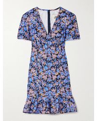 Kika Vargas - Zeina Ruffled Floral-Print Twill Mini Dress - Lyst