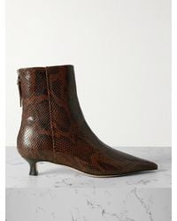 Aeyde - Zoe Snake-Effect Leather Point-Toe Ankle Boots - Lyst