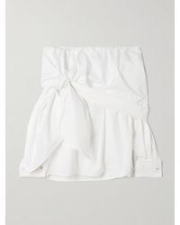 Max Mara - Off-The-Shoulder Tie-Detailed Gathered Cotton-Poplin Blouse - Lyst